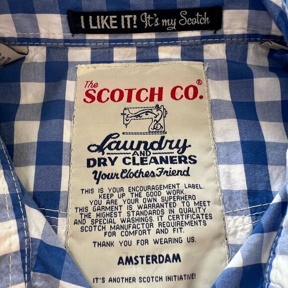 The Scotch Co Mens Blue White Checkered Button Down Shirt Size Large - Picture 2 of 14